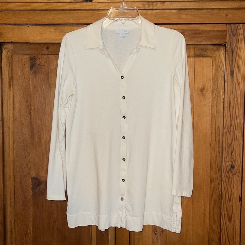 J. Jill Cream long sleeve button down cotton blouse Sz. XS